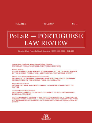 cover image of PoLaR Portuguese Law Review--Volume 1--n.º 1
